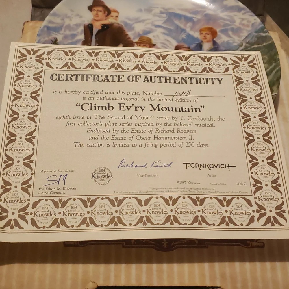 CLIMB EVRY MOUNTAIN THE SOUND OF MUSIC COLLECTOR PLATE - Picture 3 of 6